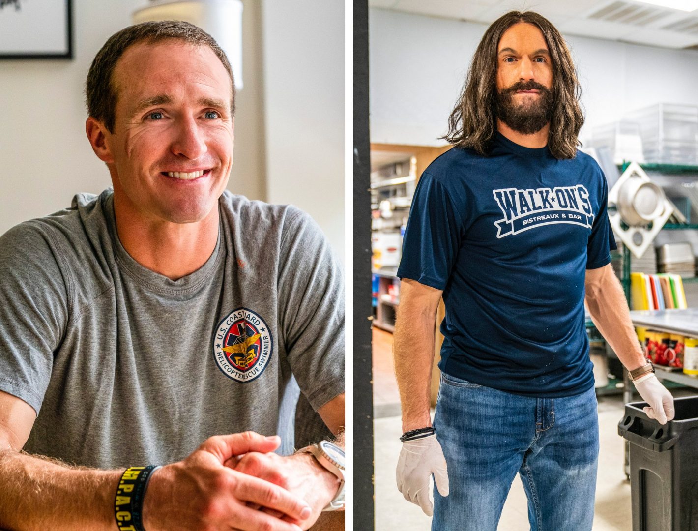 New Orleans Saints Quarterback Drew Brees before and after on Undercover Boss