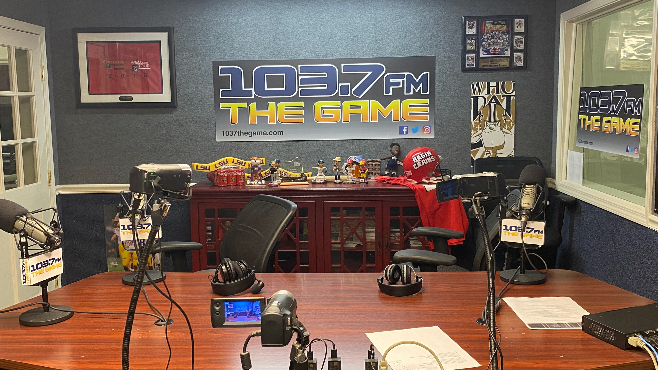 The 103.7 The Game studio was empty this week as local show hosts broadcasted from home as Delta Media properties  began practicing social distancing due to COVID-19. — Photo by Louis Prejean